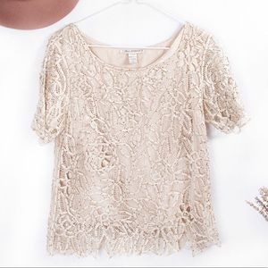 Silken Poetry Dark Cream Flora Silk Blouse
